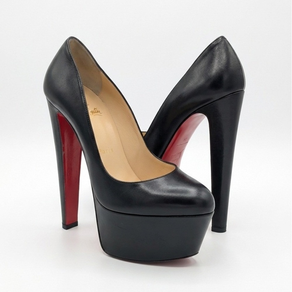 Christian Louboutin Calf Leather Alta Vicky 160 Pumps Heels Black Size 38.5